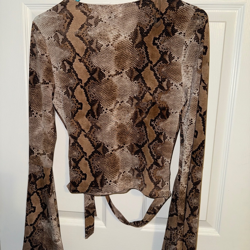 Windsor Snake Print Wrap Blouse - Brown - Picture 2 of 5